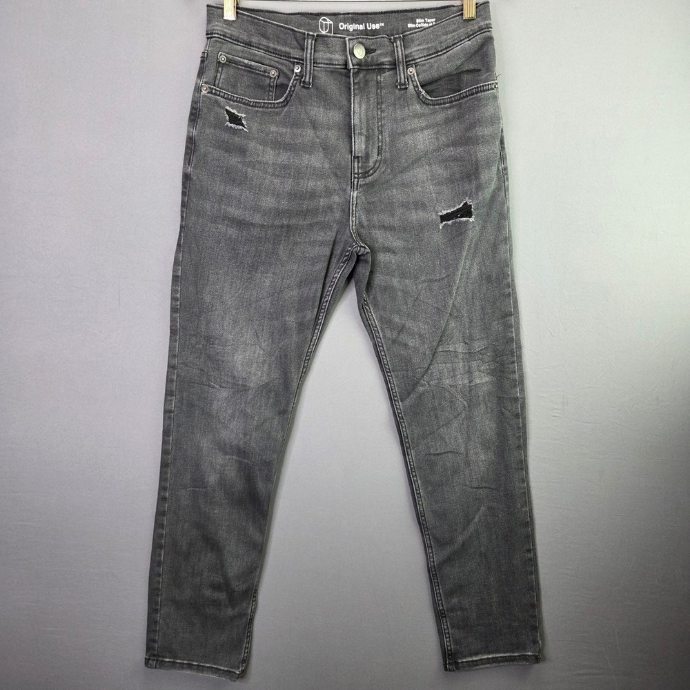 Original Use Jeans Slim Taper 30x30 Gray Distressed Stretch Denim Mens Pants